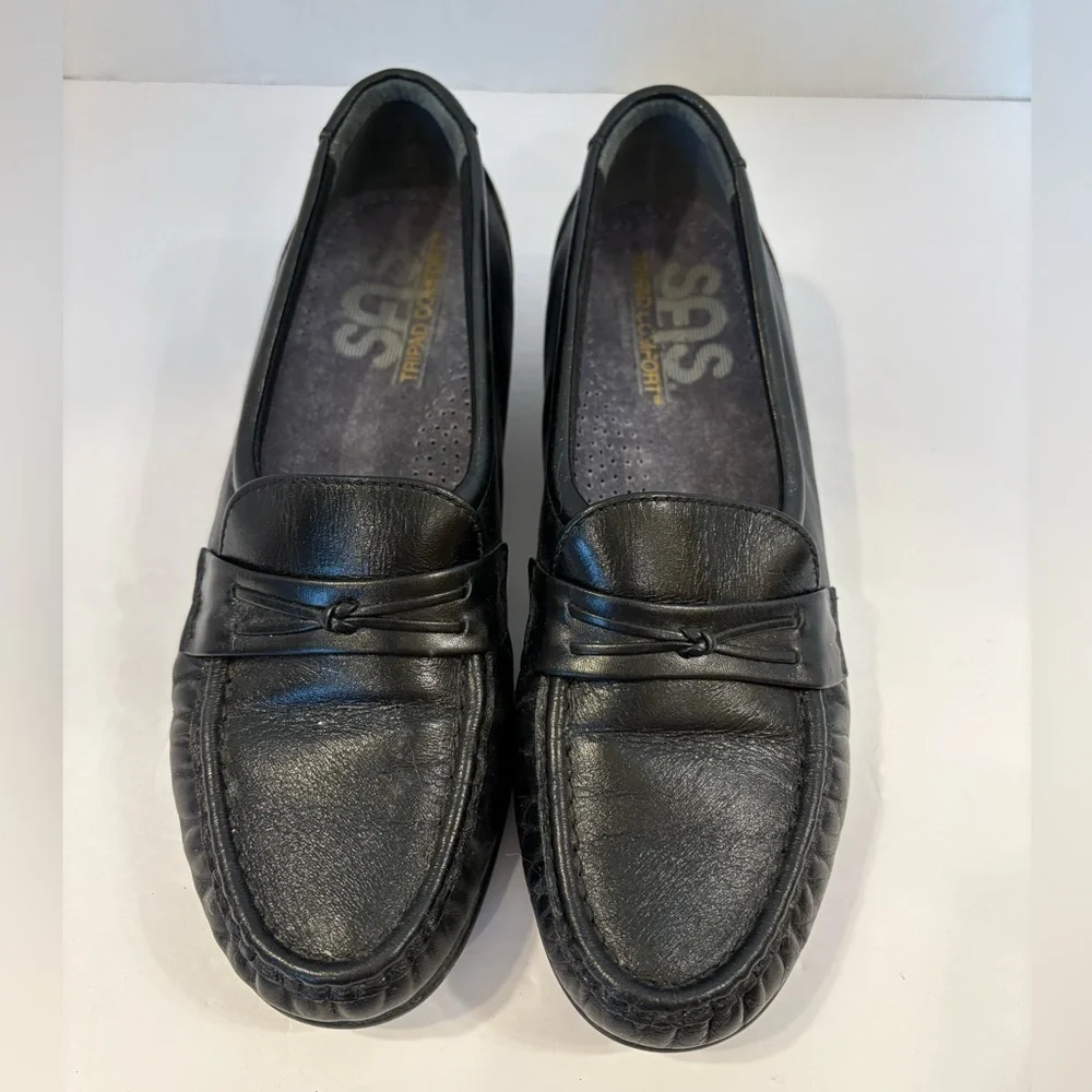 SAS Tripad Comfort black leather slip-on loafers shoes size 5.5
